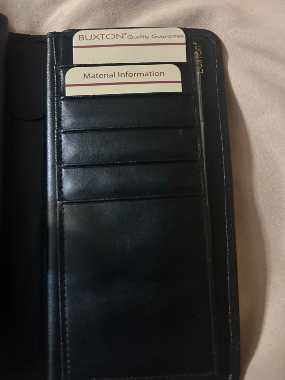 Buxton Black Leather Wallet with Branded ID Window